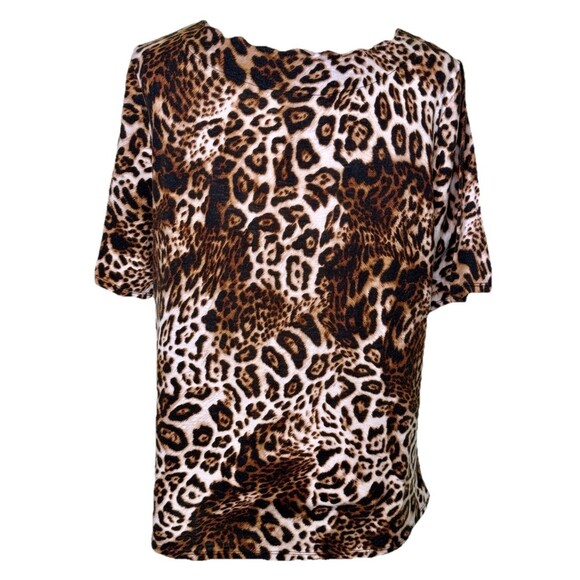 East 5th Women's Y2K Leopard Print Stretch Knit Top Casual Boho Glam Chic Sz Lg - Picture 3 of 7